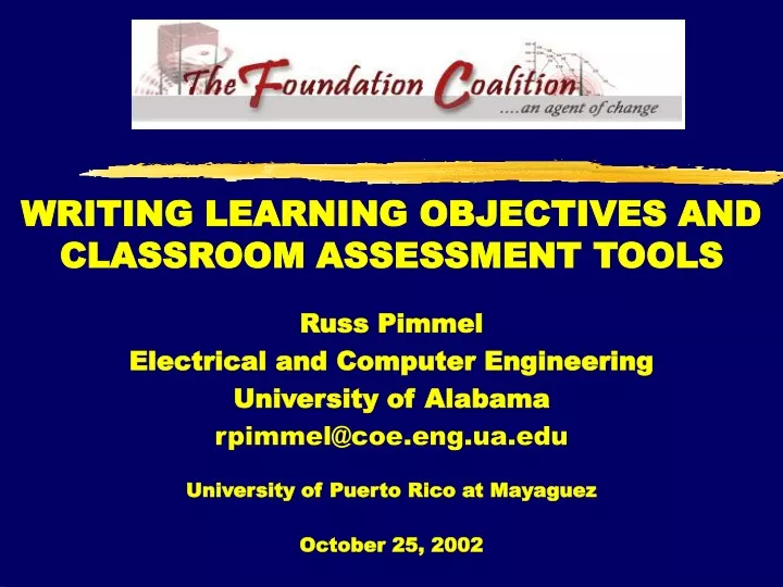 writing learning objectives and classroom