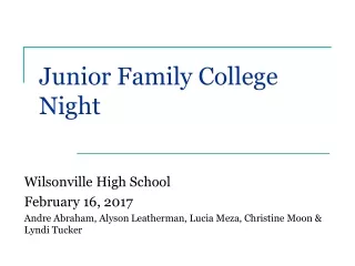 Junior Family College Night