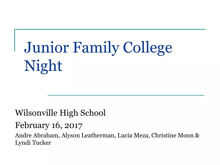 junior family college night