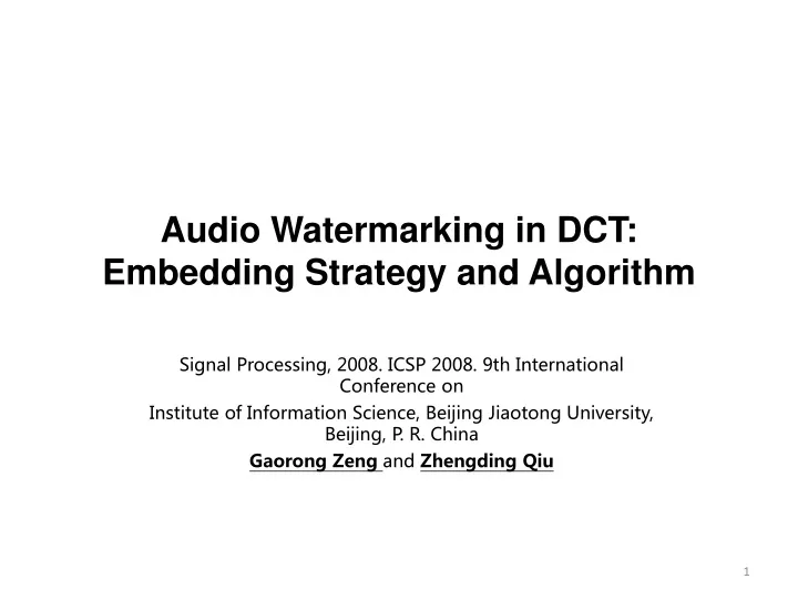 audio watermarking in dct embedding strategy