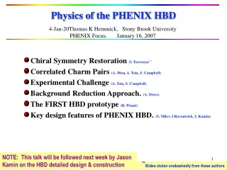 Physics of the PHENIX HBD