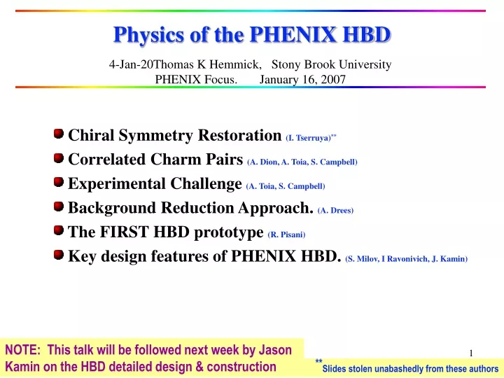 physics of the phenix hbd