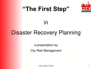 in Disaster Recovery Planning a presentation by City Risk Management