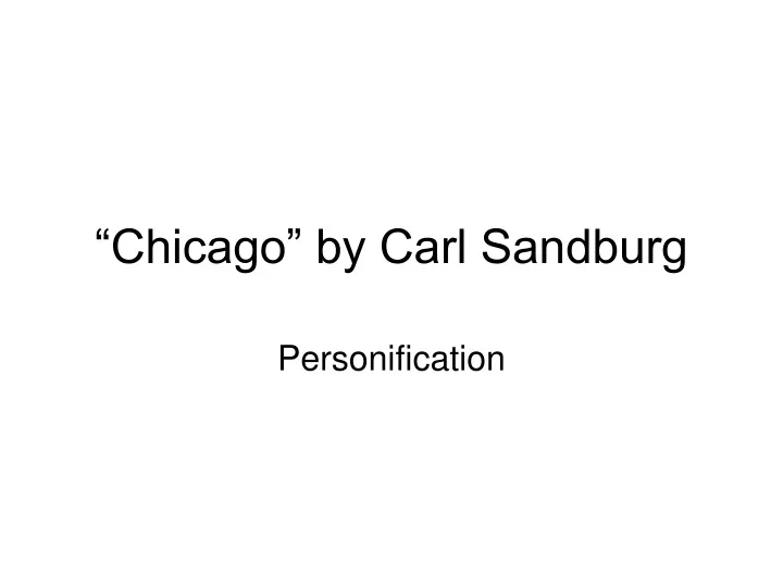 chicago by carl sandburg