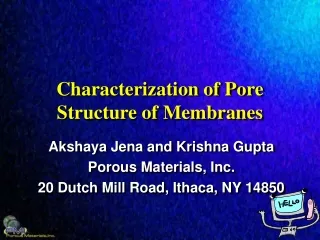 Characterization of Pore Structure of Membranes