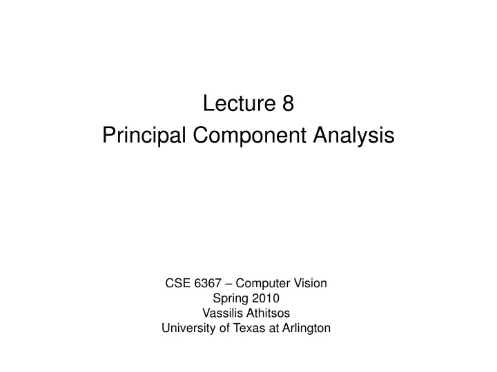 lecture 8 principal component analysis