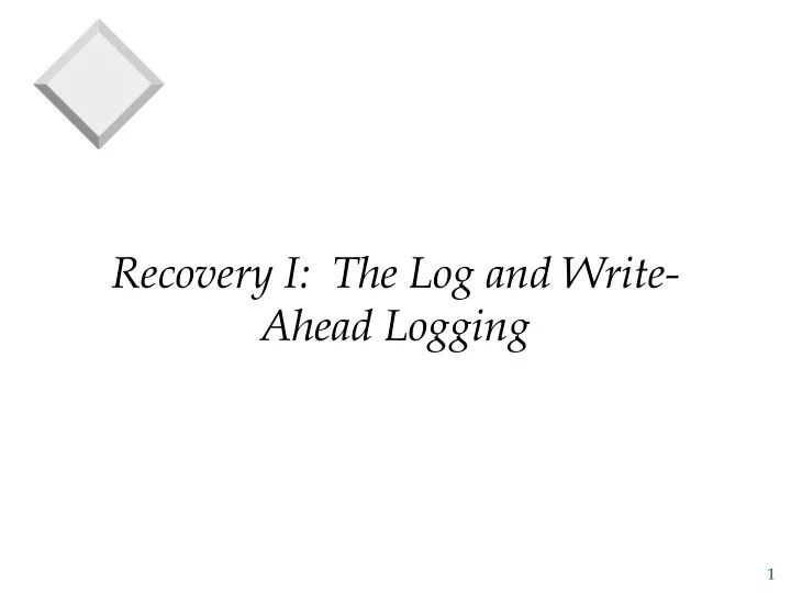 recovery i the log and write ahead logging