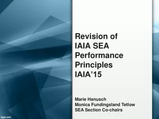 Revision of  IAIA SEA Performance Principles IAIA’15