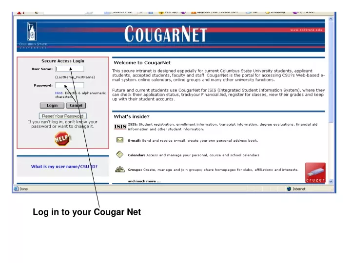 log in to your cougar net