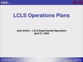 LCLS Operations Plans