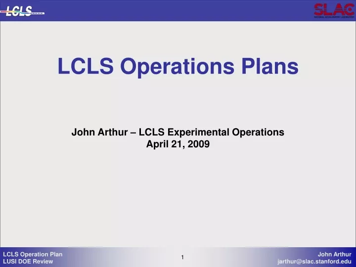 lcls operations plans