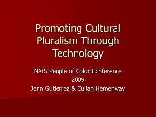 Promoting Cultural Pluralism Through Technology