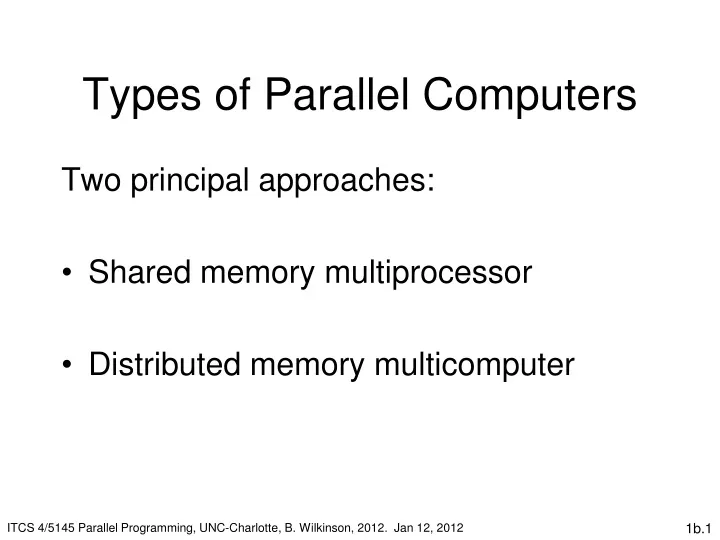 types of parallel computers