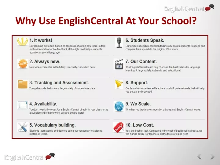 why use englishcentral at your school