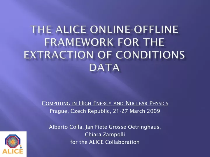 the alice online offline framework for the extraction of conditions data