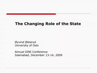 The Changing Role of the State