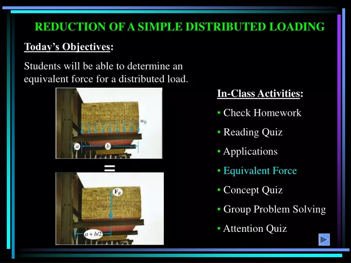 reduction of a simple distributed loading