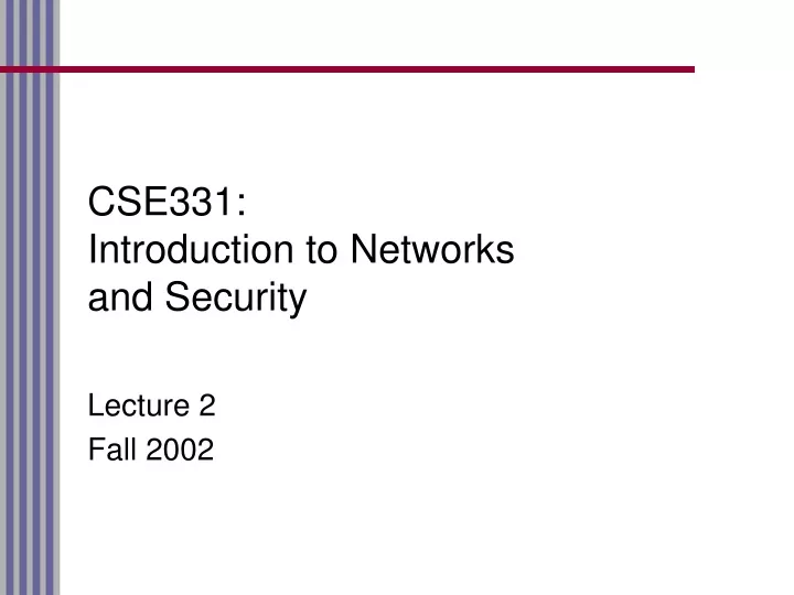 cse331 introduction to networks and security