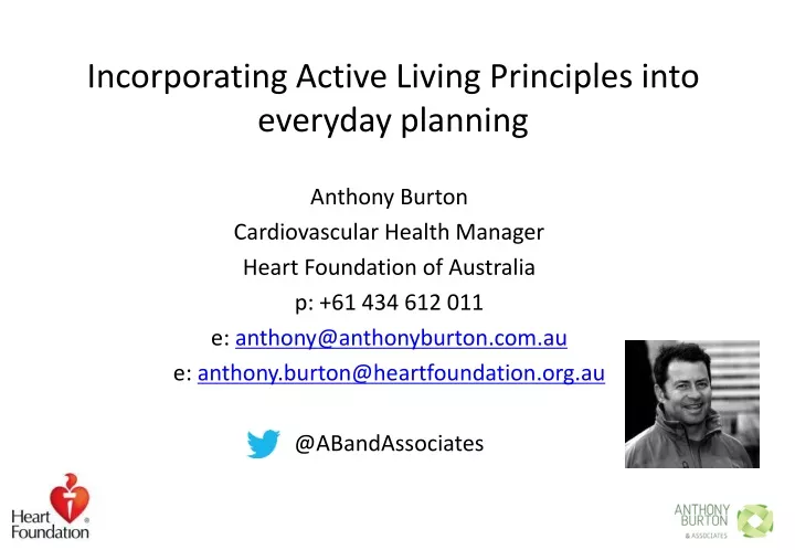 incorporating active living principles into everyday planning