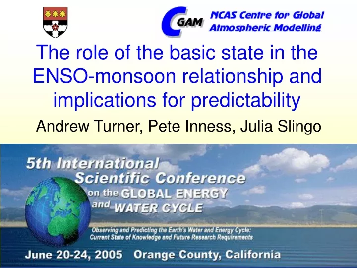 the role of the basic state in the enso monsoon relationship and implications for predictability