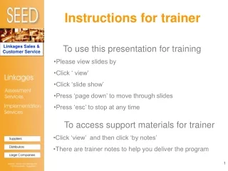 Instructions for trainer