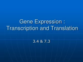 Gene Expression : Transcription and Translation