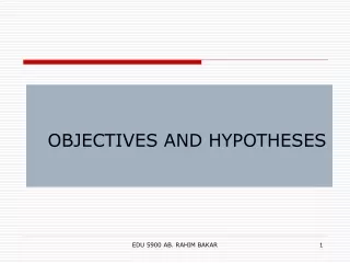 OBJECTIVES AND HYPOTHESES