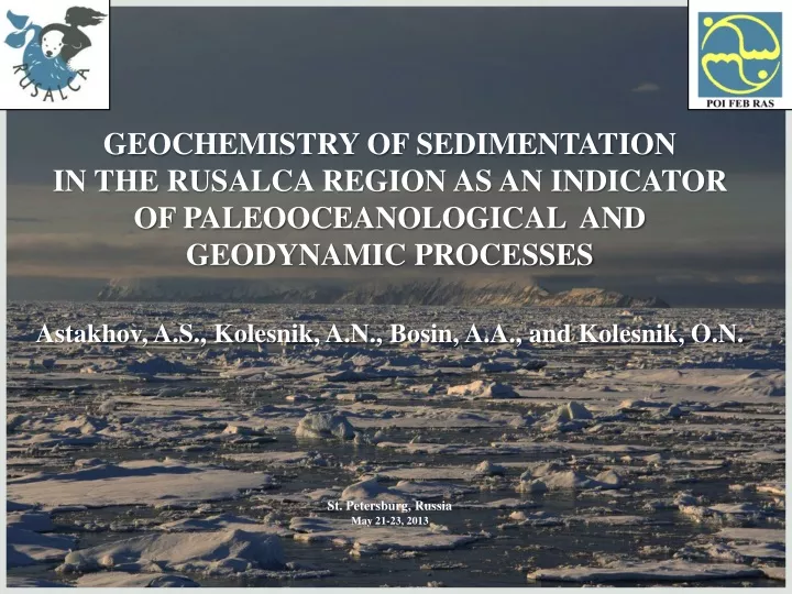 geochemistry of sedimentation in the rusalca
