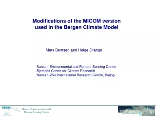 Modifications of the MICOM version used in the Bergen Climate Model