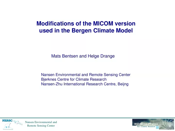 modifications of the micom version used