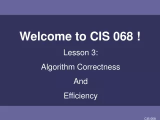 Welcome to CIS 068 !