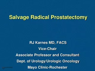 Salvage Radical Prostatectomy