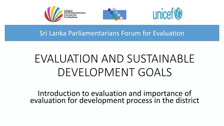evaluation and sustainable development goals