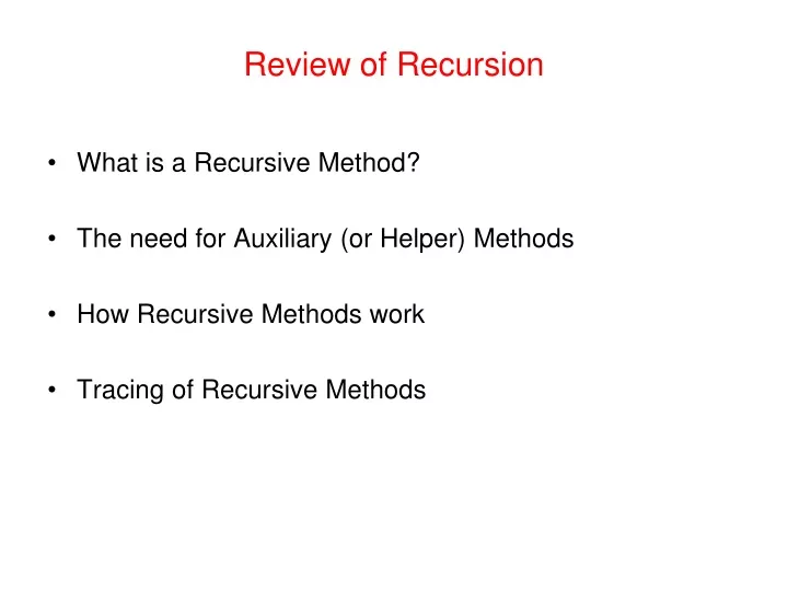 review of recursion