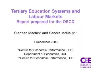 Tertiary Education Systems and  Labour Markets Report prepared for the OECD