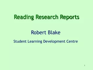 Reading Research Reports
