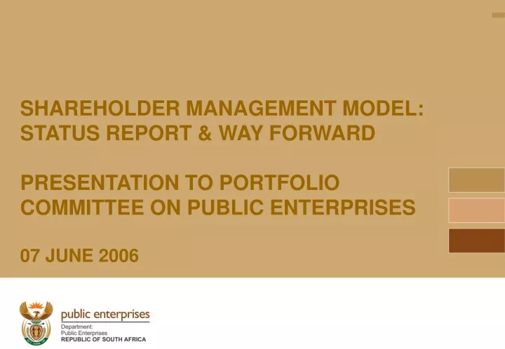 shareholder management model status report