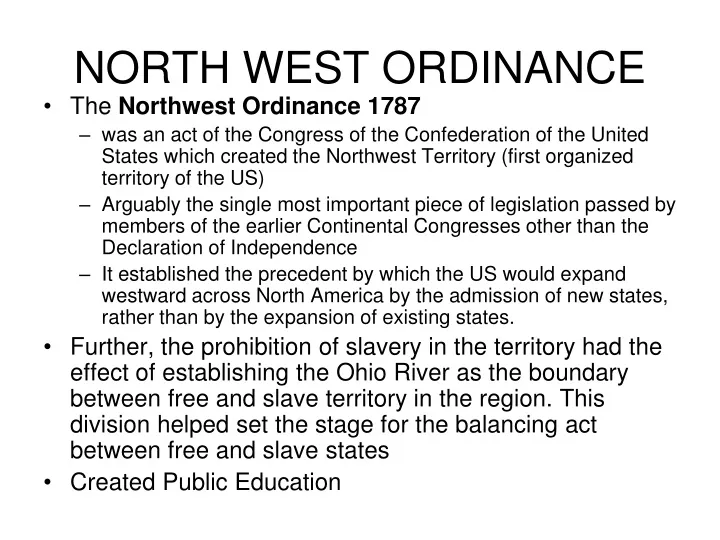 north west ordinance