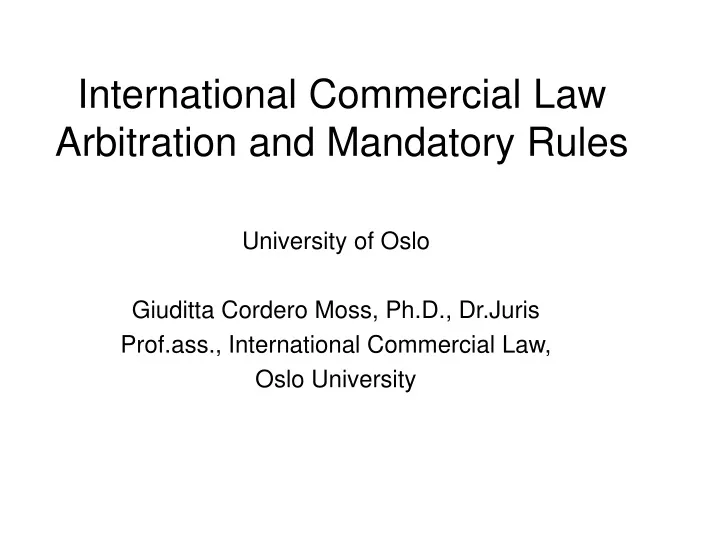international commercial law arbitration and mandatory rules