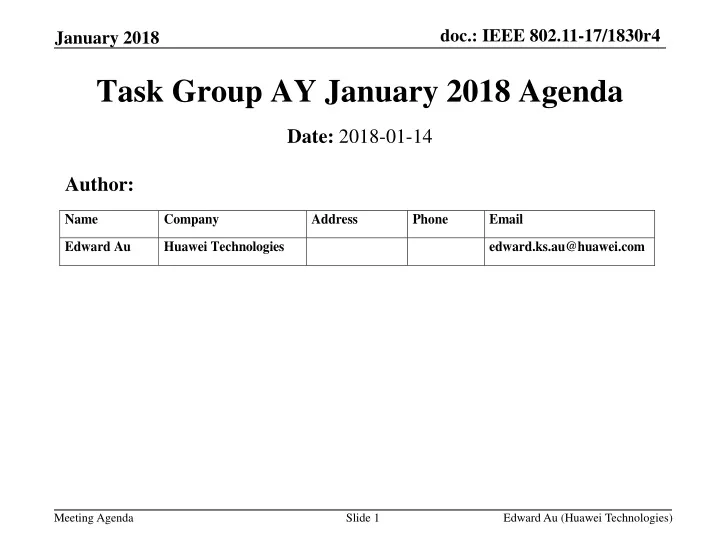 task group ay january 2018 agenda