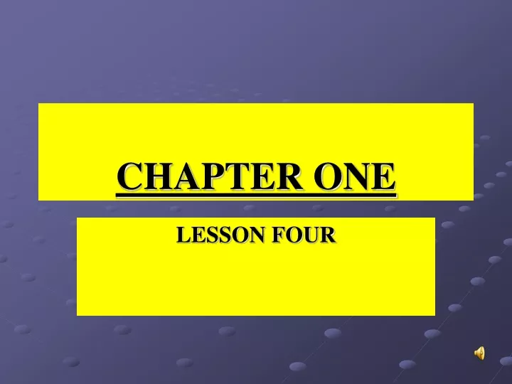 chapter one