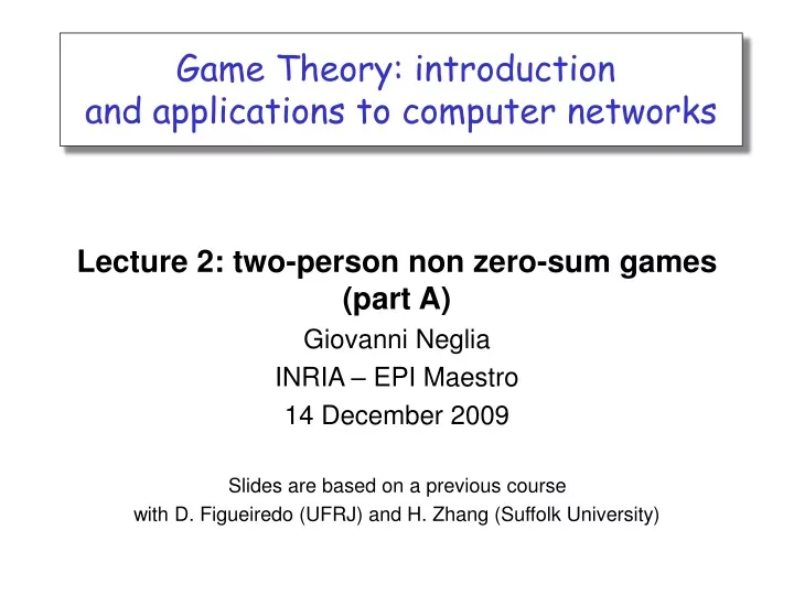 game theory introduction and applications