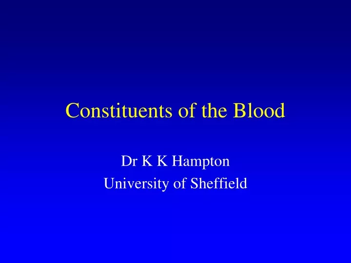 constituents of the blood