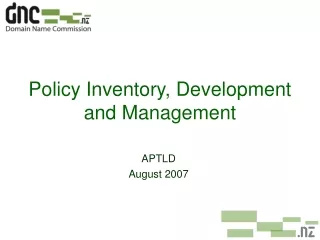 Policy Inventory, Development and Management