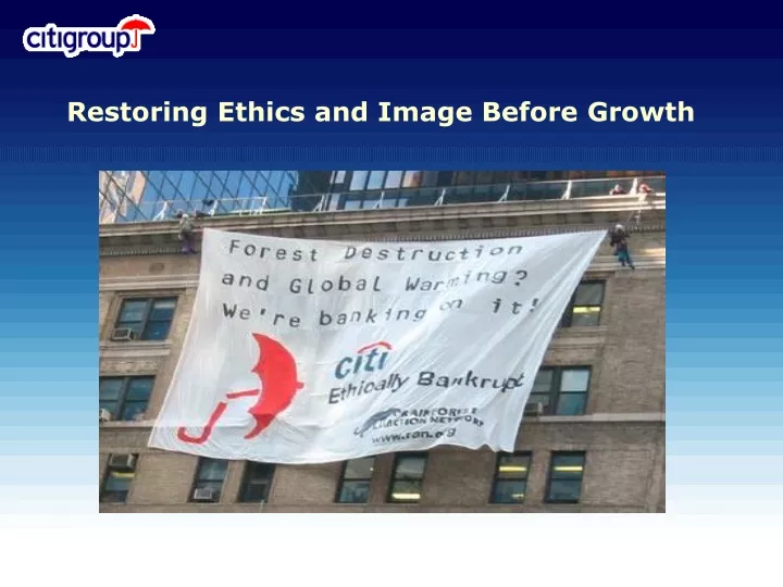 restoring ethics and image before growth