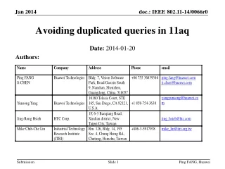 Avoiding duplicated queries in 11aq