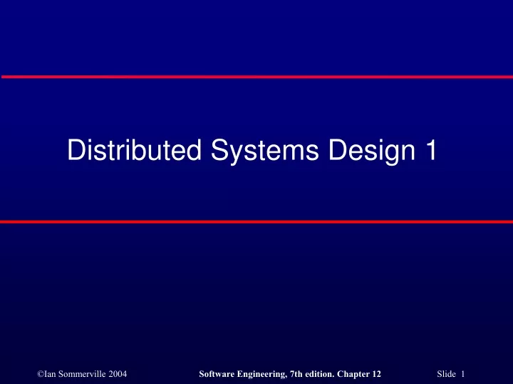 distributed systems design 1