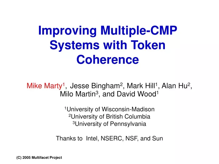 improving multiple cmp systems with token coherence