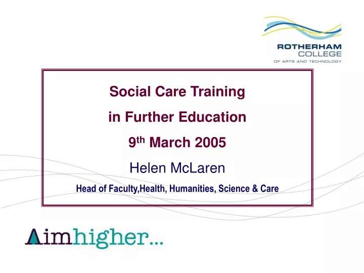 social care training in further education
