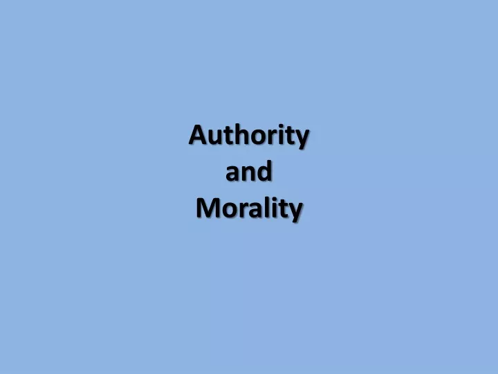 authority and morality